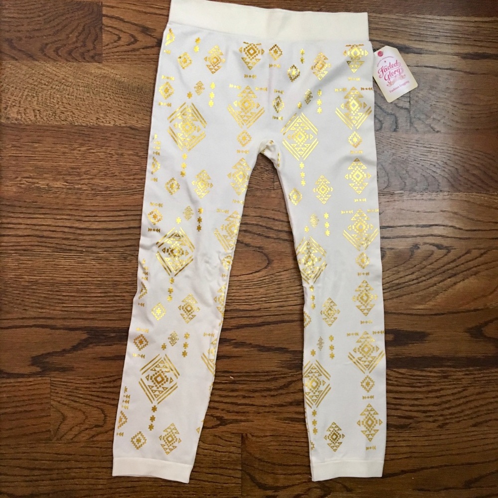 NWT pants gold and white